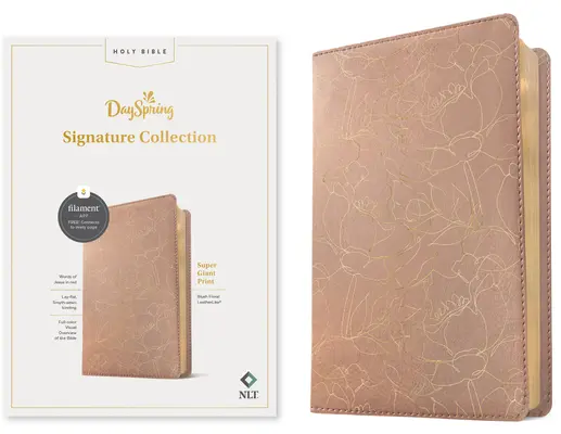 NLT Bible en caractères super géants, édition à filament (lettre rouge, similicuir, Blush Floral) : Collection Signature Dayspring - NLT Super Giant Print Bible, Filament Enabled Edition (Red Letter, Leatherlike, Blush Floral): Dayspring Signature Collection