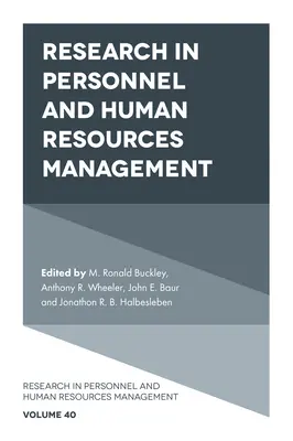 Recherche en gestion du personnel et des ressources humaines - Research in Personnel and Human Resources Management