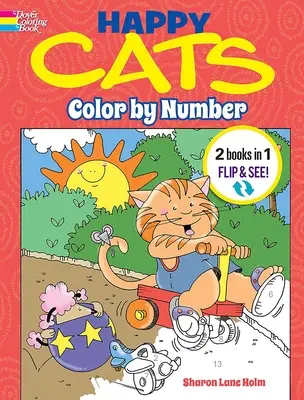 Happy Cats Coloring Book/Happy Cats Color by Number : 2 livres en 1/Flip and See ! - Happy Cats Coloring Book/Happy Cats Color by Number: 2 Books in 1/Flip and See!