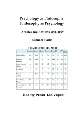 La psychologie comme philosophie, la philosophie comme psychologie : Articles et revues 2006-2019 - Psychology as Philosophy, Philosophy as Psychology: Articles and Reviews 2006-2019