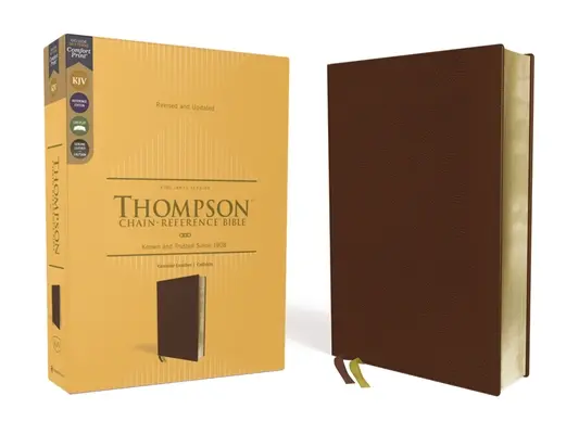 Kjv, Thompson Chain-Reference Bible, cuir véritable, cuir de veau, marron, bordures dorées, lettres rouges, impression confortable - Kjv, Thompson Chain-Reference Bible, Genuine Leather, Calfskin, Brown, Art Gilded Edges, Red Letter, Comfort Print