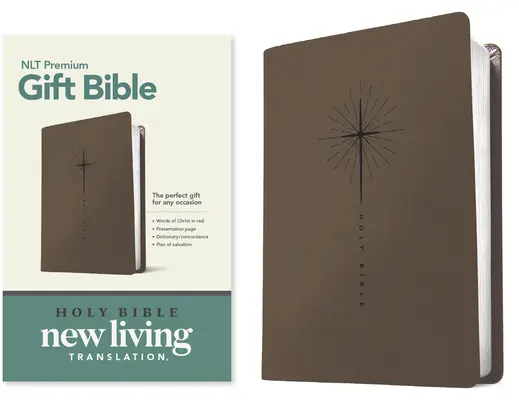 Premium Gift Bible NLT (lettre rouge, cuir, croix étoilée taupe) - Premium Gift Bible NLT (Red Letter, Leatherlike, Star Cross Taupe)