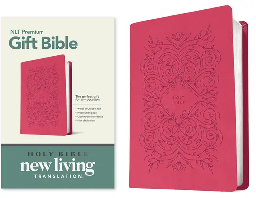Premium Gift Bible NLT (lettre rouge, similicuir, vignes roses très berry) - Premium Gift Bible NLT (Red Letter, Leatherlike, Very Berry Pink Vines)