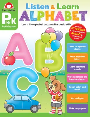 Écoutez et apprenez : Alphabet, cahier d'exercices pour la maternelle - Listen and Learn: Alphabet, Grade Prek Workbook