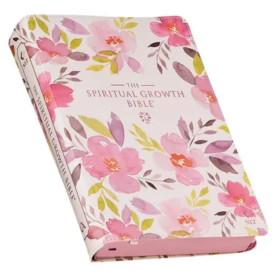 The Spiritual Growth Bible, Study Bible, NLT - New Living Translation Holy Bible, Faux cuir, rose violet imprimé floral - The Spiritual Growth Bible, Study Bible, NLT - New Living Translation Holy Bible, Faux Leather, Pink Purple Printed Floral