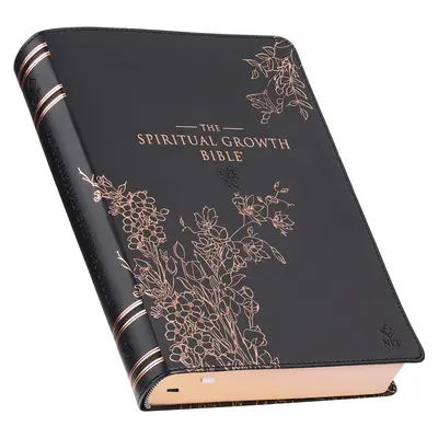 Bible de croissance spirituelle, Bible d'étude, NLT - New Living Translation Holy Bible, simili-cuir, floral gaufré noir et or rose - The Spiritual Growth Bible, Study Bible, NLT - New Living Translation Holy Bible, Faux Leather, Black Rose Gold Debossed Floral