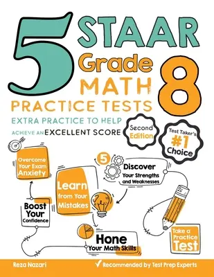 5 tests pratiques de mathématiques STAAR 8e année : Entraînement supplémentaire pour atteindre un excellent score - 5 STAAR Grade 8 Math Practice Tests: Extra Practice to Help Achieve an Excellent Score