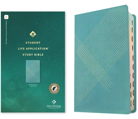 NLT Student Life Application Study Bible, édition à filament (lettre rouge, cuir véritable, bleu sarcelle, index) - NLT Student Life Application Study Bible, Filament Enabled Edition (Red Letter, Leatherlike, Teal Blue Striped, Indexed)