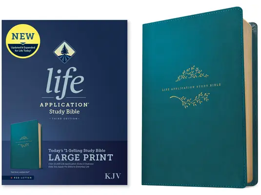 KJV Life Application Study Bible, troisième édition, gros caractères (lettre rouge, cuir, bleu sarcelle) - KJV Life Application Study Bible, Third Edition, Large Print (Red Letter, Leatherlike, Teal Blue)