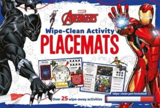 Marvel Avengers : Napperons d'activités effaçables - Marvel Avengers: Wipe-clean Activity Placemats