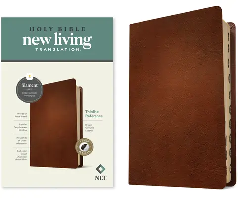 NLT Thinline Reference Bible, Filament-Enabled Edition (cuir véritable, marron, index, lettres rouges) - NLT Thinline Reference Bible, Filament-Enabled Edition (Genuine Leather, Brown, Indexed, Red Letter)
