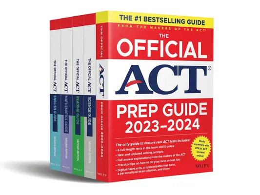 L'ensemble complet de la préparation officielle à l'ACT et des guides des matières 2023-2024 : Comprend les guides officiels de préparation à l'ACT, d'anglais, de mathématiques, de lecture et de sciences + 8 P - The Official ACT Prep & Subject Guides 2023-2024 Complete Set: Includes the Official ACT Prep, English, Mathematics, Reading, and Science Guides + 8 P