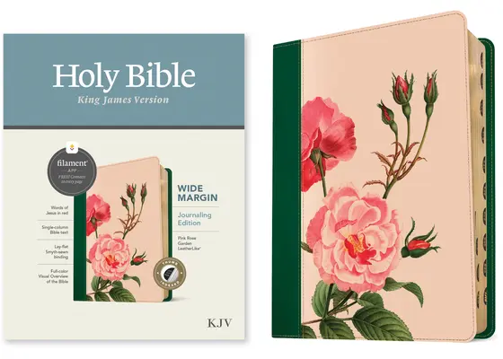 KJV Bible à marge large, édition avec filament (simili-cuir, Pink Rose Garden, index, Red Letter) - KJV Wide Margin Bible, Filament-Enabled Edition (Leatherlike, Pink Rose Garden, Indexed, Red Letter)