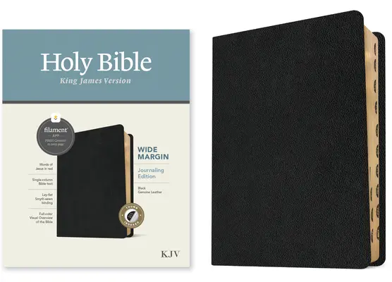 Bible à marge large KJV, édition avec filament (cuir véritable, noir, indexé, lettre rouge) - KJV Wide Margin Bible, Filament-Enabled Edition (Genuine Leather, Black, Indexed, Red Letter)