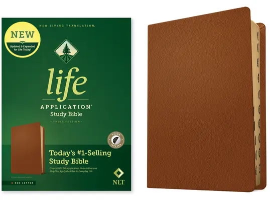 NLT Life Application Study Bible, troisième édition (cuir véritable, marron, index, lettre rouge) - NLT Life Application Study Bible, Third Edition (Genuine Leather, Brown, Indexed, Red Letter)