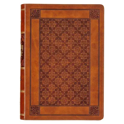 KJV Holy Bible, édition en simili-cuir, lettres rouges, impression géante - index du pouce et ruban de marquage, version King James, diamant brun - KJV Holy Bible, Giant Print Full-Size Faux Leather Red Letter Edition - Thumb Index & Ribbon Marker, King James Version, Brown Diamond