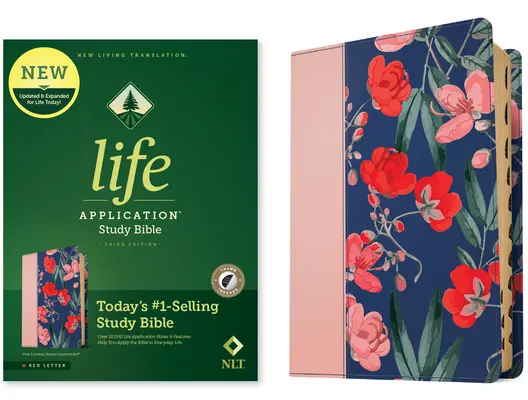 NLT Life Application Study Bible, troisième édition (cuir véritable, rose, indexé, lettre rouge) - NLT Life Application Study Bible, Third Edition (Leatherlike, Pink Evening Bloom, Indexed, Red Letter)