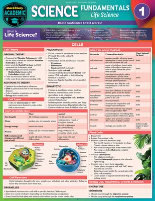 Sciences fondamentales 1 - Sciences de la vie - Cellules, plantes et animaux : Guide de référence et d'étude plastifié Quickstudy - Science Fundamentals 1 - Life Science - Cells, Plants & Animals: Quickstudy Laminated Reference & Study Guide