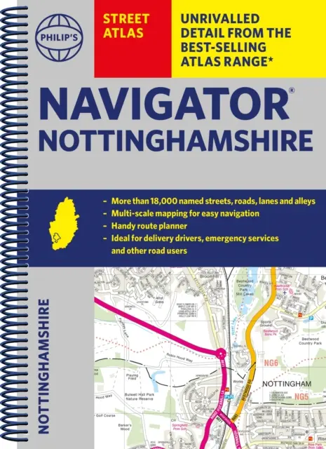 L'atlas des rues de Philip's Navigator pour le Nottinghamshire - Philip's Navigator Street Atlas Nottinghamshire