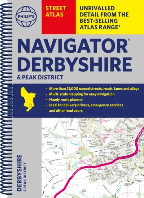 Atlas des rues du Derbyshire et du Peak District de Philip's Navigator - Philip's Navigator Street Atlas Derbyshire and the Peak District
