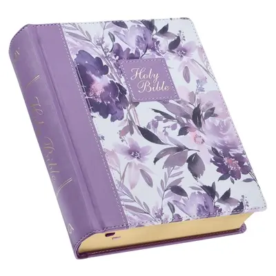 KJV Holy Bible, Bible de prise de notes, couverture rigide en similicuir - King James Version, Purple Floral Printed - KJV Holy Bible, Note-Taking Bible, Faux Leather Hardcover - King James Version, Purple Floral Printed