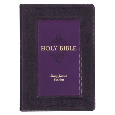 Bible d'étude KJV, Bible en gros caractères, version du roi Jacques, onglets, rubans, simili-cuir violet gaufré deux tons - KJV Study Bible, Large Print King James Version Holy Bible, Thumb Tabs, Ribbons, Faux Leather Purple Two-Tone Debossed