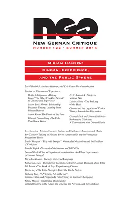 Miriam Hansen : Cinéma, expérience et sphère publique - Miriam Hansen: Cinema, Experience, and the Public Sphere