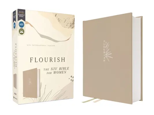 Flourish : La Bible NIV pour les femmes, toile sur carton, crème, impression confortable - Flourish: The NIV Bible for Women, Cloth Over Board, Cream, Comfort Print