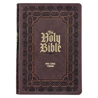 Bible d'étude KJV, Bible en gros caractères, version du roi Jacques, onglets, rubans, faux cuir marron foncé gaufré - KJV Study Bible, Large Print King James Version Holy Bible, Thumb Tabs, Ribbons, Faux Leather Dark Brown Debossed