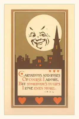 Journal d'époque Lune luisante et poème d'amour - Vintage Journal Leering Moon and Love Poem