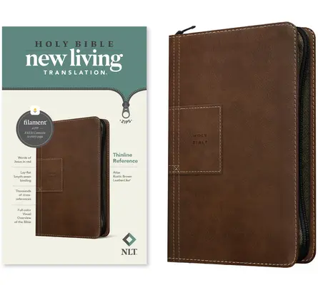 NLT Thinline Reference Zipper Bible, Filament Enabled Edition (simili-cuir, Atlas Rustic Brown) - NLT Thinline Reference Zipper Bible, Filament Enabled Edition (Leatherlike, Atlas Rustic Brown)