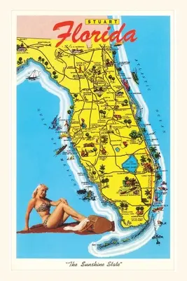 Journal d'époque Carte avec attractions de Floride - Vintage Journal Map with Florida Attractions
