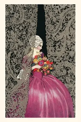 Journal d'époque Dame de la cour française avec rideau de dentelle - Vintage Journal French Lady of the Court with Lace Curtain