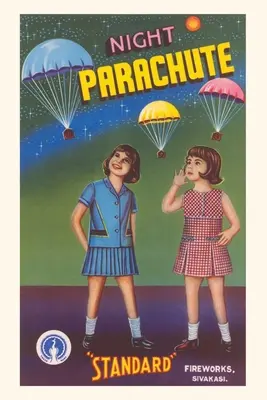 Journal d'époque Filles avec feux d'artifice en parachute de nuit - Vintage Journal Girls with Night Parachute Fireworks