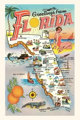 Journal d'époque Greetings from Florida, carte - Vintage Journal Greetings from Florida, Map