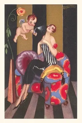 Journal d'époque Flapper Sprayed by Perfume-Bearing Cherub (Flapper vaporisée par un chérubin porteur de parfum) - Vintage Journal Flapper Sprayed by Perfume-Bearing Cherub