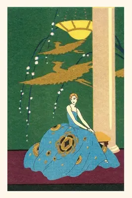 Journal d'époque Femme en robe avec des oiseaux fantastiques - Vintage Journal Woman in Gown with Fantasy Birds