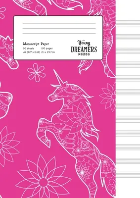 Papier Manuscrit : Cahier de musique à feuilles vierges A4 - Licorne florale - Manuscript Paper: Floral Unicorn A4 Blank Sheet Music Notebook