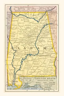 Journal d'époque Carte de l'Alabama - Vintage Journal Map of Alabama