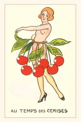 Journal Vintage Saison des cerises, Nu avec ceinture de cerises - Vintage Journal Cherry Season, Nude with Belt of Cherries