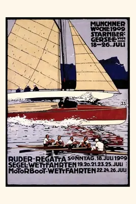 Journal d'époque Poster de la régate d'aviron de Munich, Allemagne - Vintage Journal Munich Rowing Regatta Poster, Germany