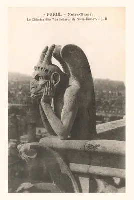 Journal d'époque Gargouille sur la cathédrale Notre-Dame - Vintage Journal Gargoyle on Notre Dame Cathedral