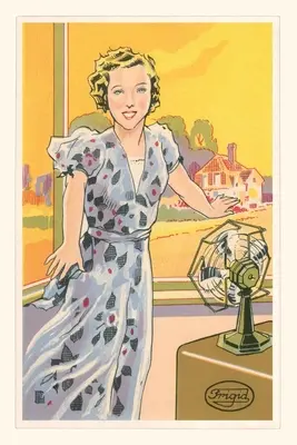 Journal Vintage Femme anglaise avec ventilateur électrique - Vintage Journal English Woman with Electric Fan