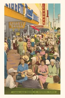 Journal d'époque Bancs de trottoir, St. Petersburg, Floride - Vintage Journal Sidewalk Benches, St. Petersburg, Florida