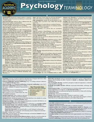 Terminologie de la psychologie : Un guide de référence plastifié pour l'étude rapide - Psychology Terminology: A Quickstudy Laminated Reference Guide