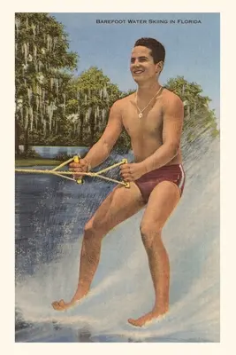 Journal d'époque Skieur nautique aux pieds nus, Floride - Vintage Journal Barefoot Water Skier, Florida