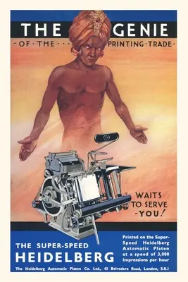 Journal d'époque Génie semi-nu avec presse à imprimer - Vintage Journal Semi-Nude Genie with Printing Press