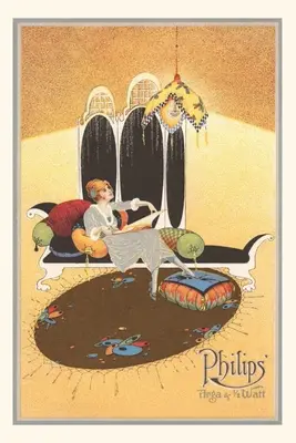 Journal d'époque Femme sur une chaise admirant une lampe - Vintage Journal Woman on Chaise Admiring Lamp