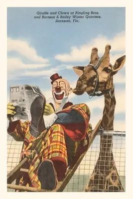 Journal d'époque Girafe et clown, Sarasota, Floride - Vintage Journal Giraffe and Clown, Sarasota, Florida