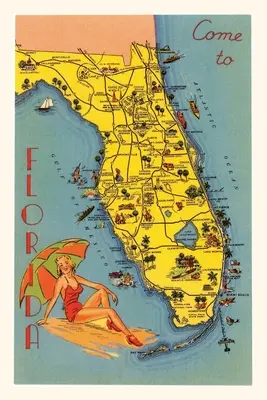Journal d'époque Carte de Floride - Vintage Journal Map of Florida